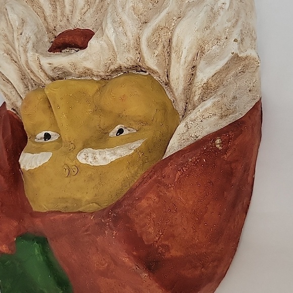 Vtg Large Paper Mache Santa Face Wall Hanging, Display - Picture 13 of 13